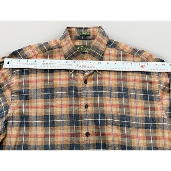 Orvis Signature Men’s Flannel Shirt Large Plaid Button Down Warm Hiker Outdoor - Picture 4 of 8